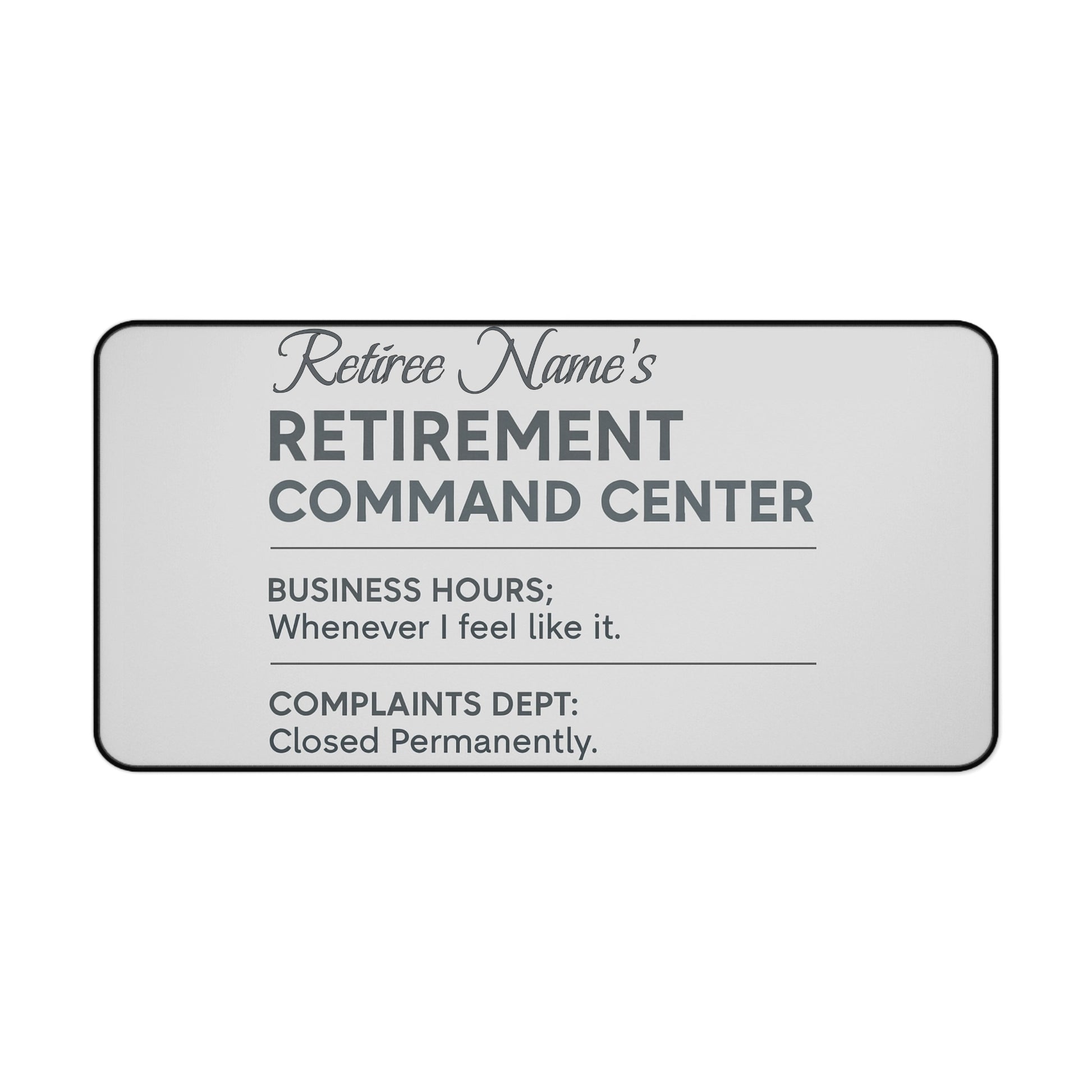 Personalized Retirement Desk Mat / Mouse Pad – “Fun Retirement Center Office Humor” - Retiree Gifts Retirement Party