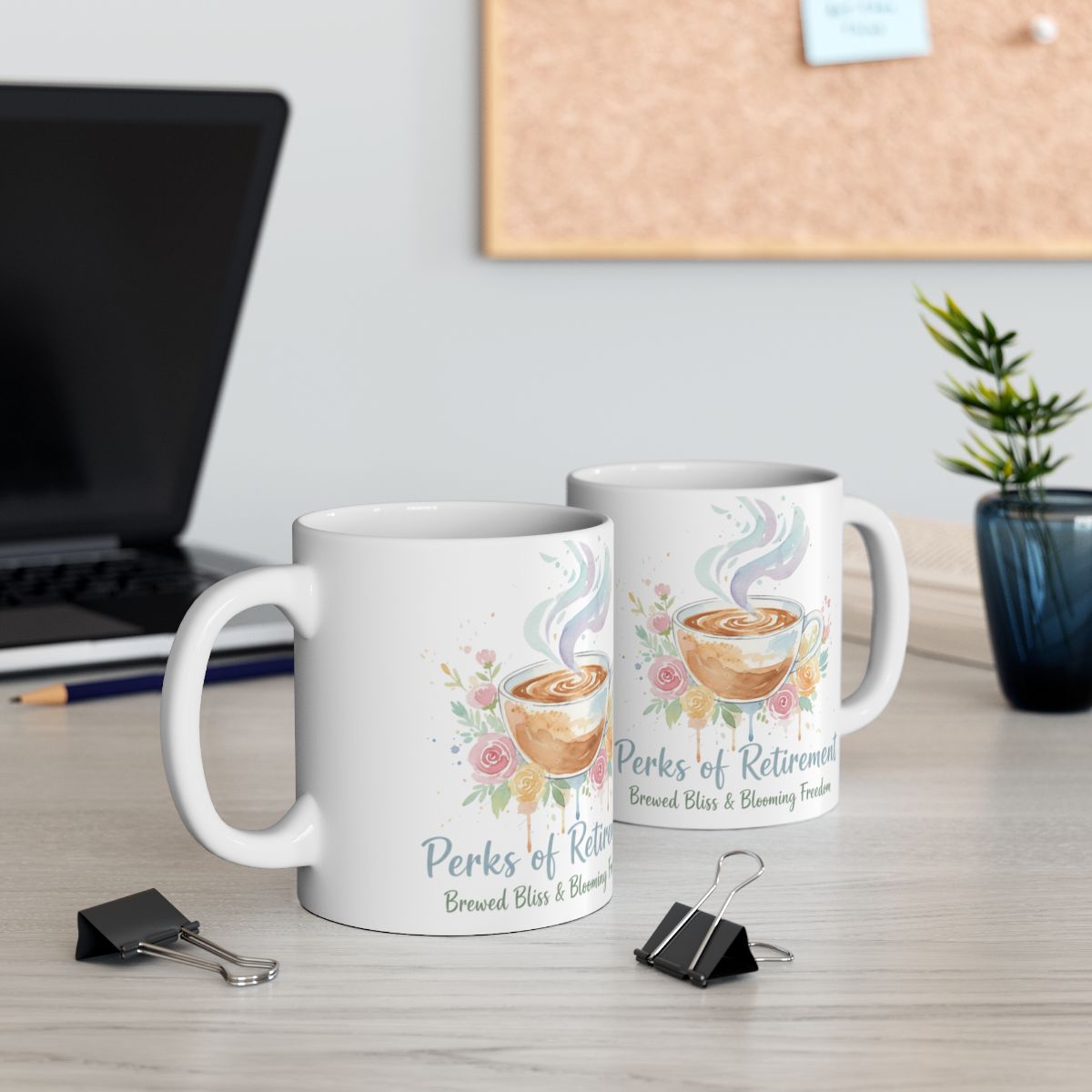 Perks of Retirement Brewed Bliss Blooming Treats Mug