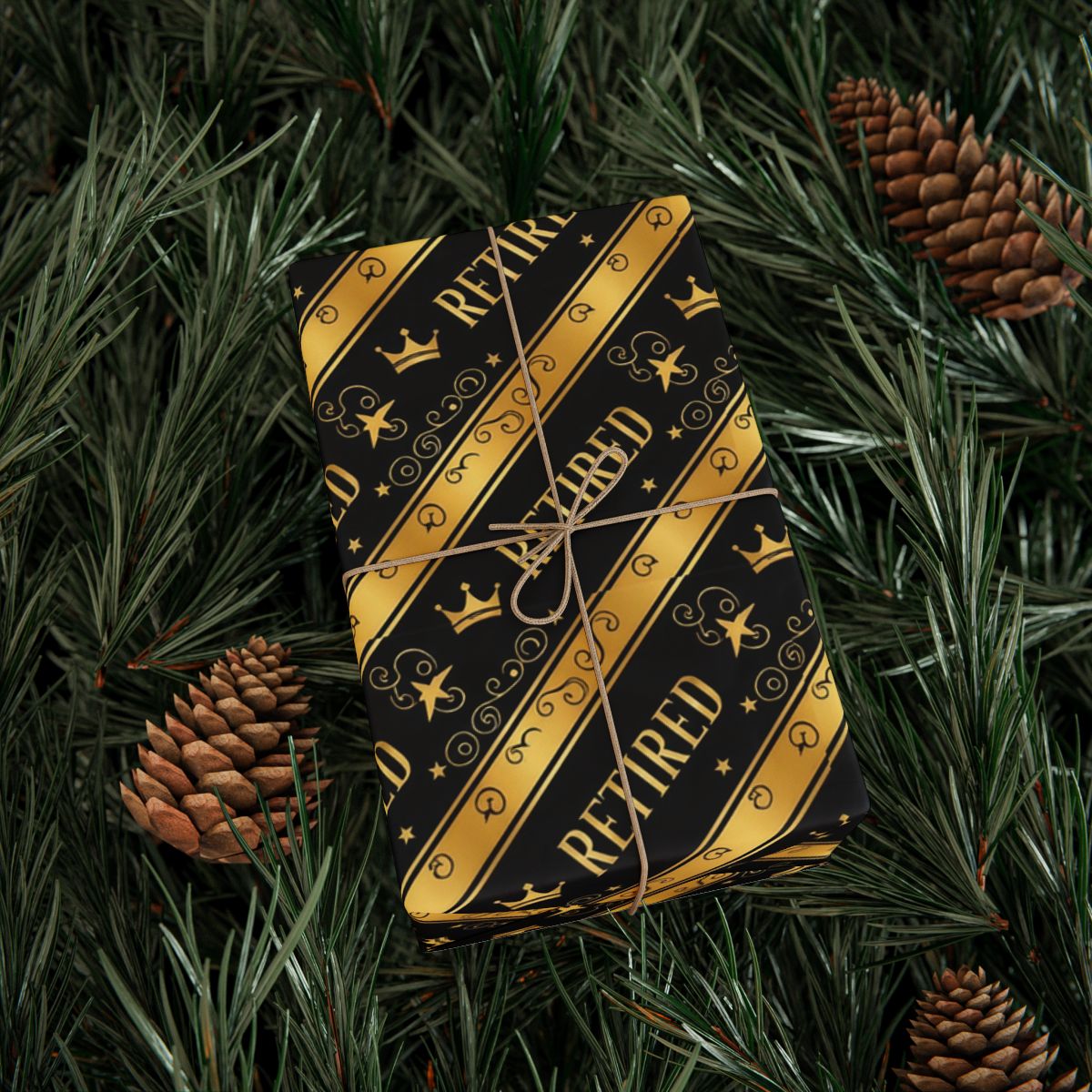 Retired Gift Wrapping Paper with Elegant Gold Design