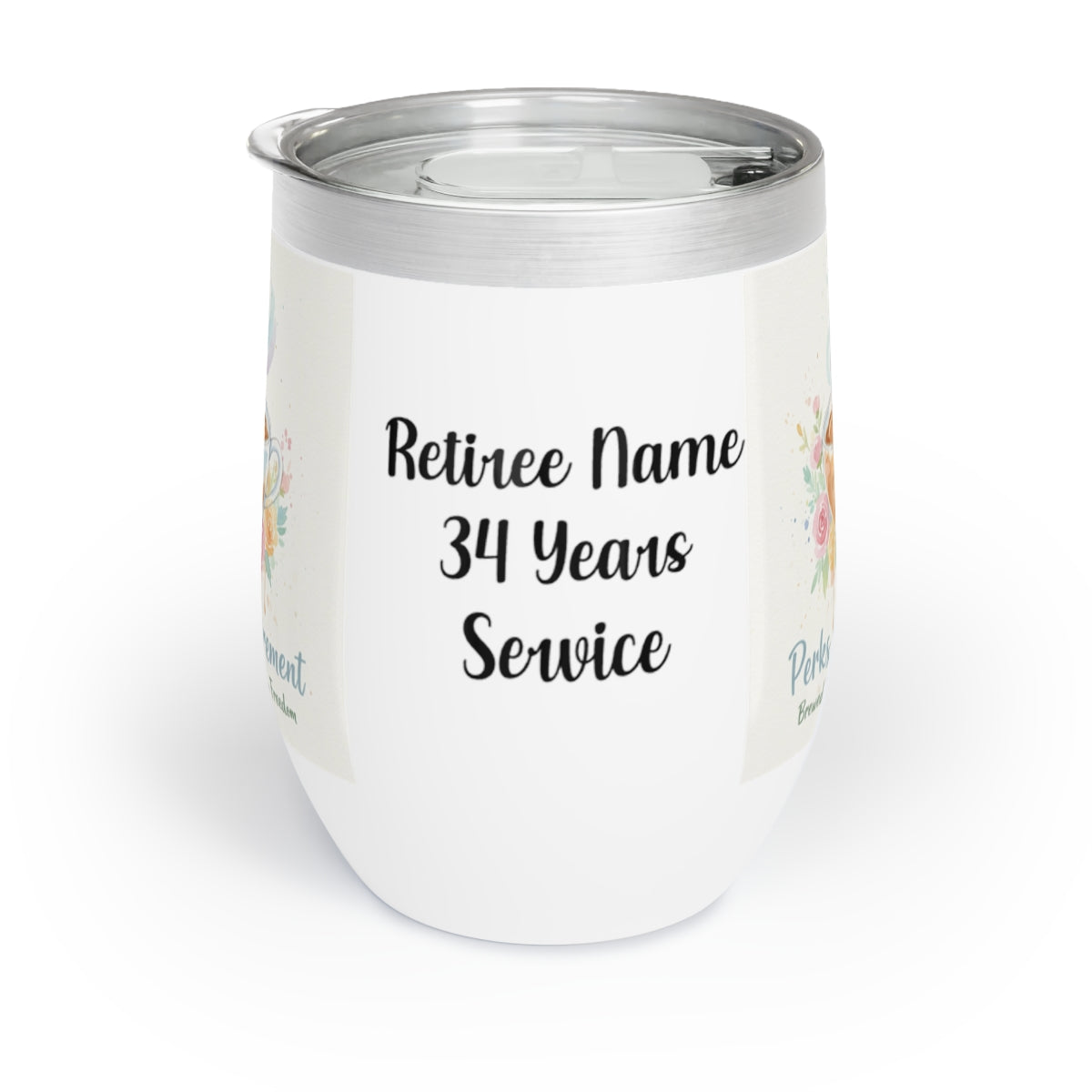 Personalized Floral Design Retirement Tumbler