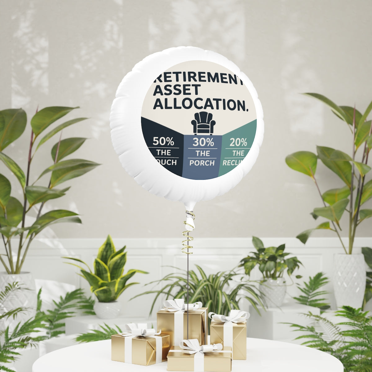 Retirement Asset Allocation 50 the Couch | 30 the Porch | Show someone you care with Mylar Ballons 11in or 22in - Retiree Gifts Retirement Party