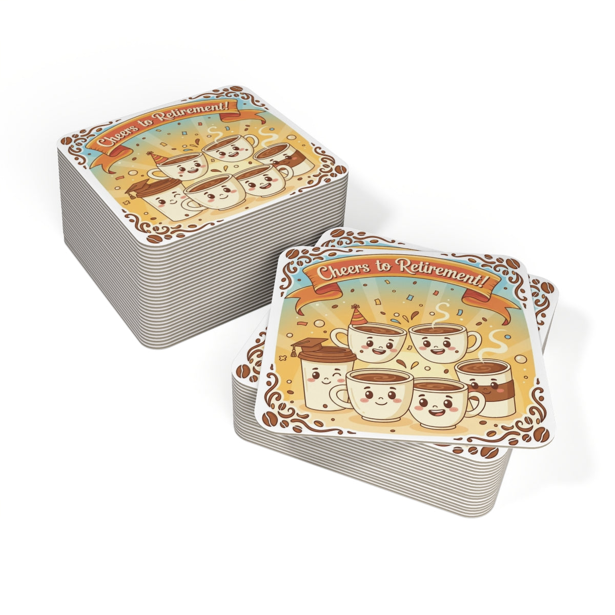 Cheers to Retirement Coffee Mug Stack Coaster Set