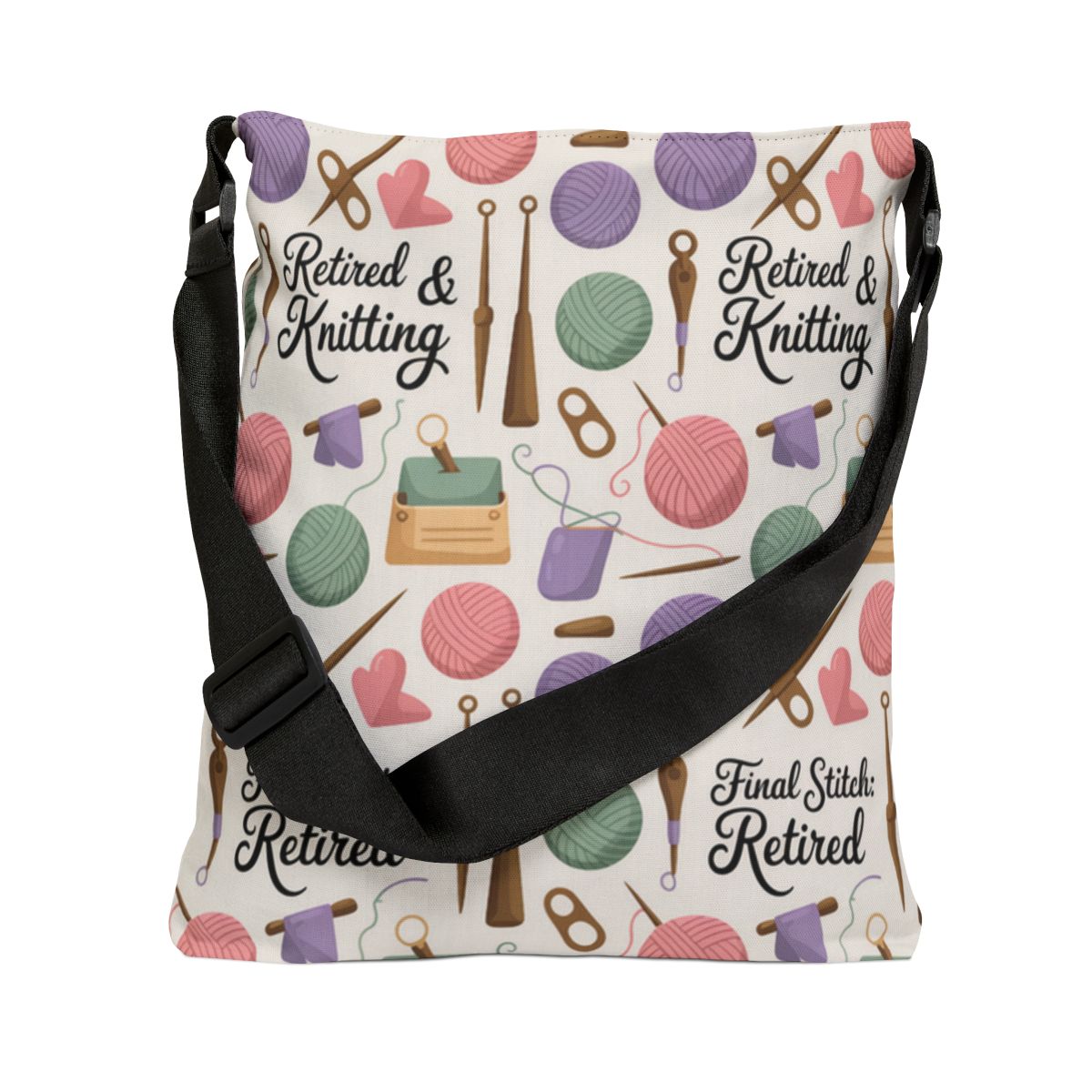 Retired and Knitting Final Stitch Design Canvas Tote Bags - Retiree Gifts Retirement Party