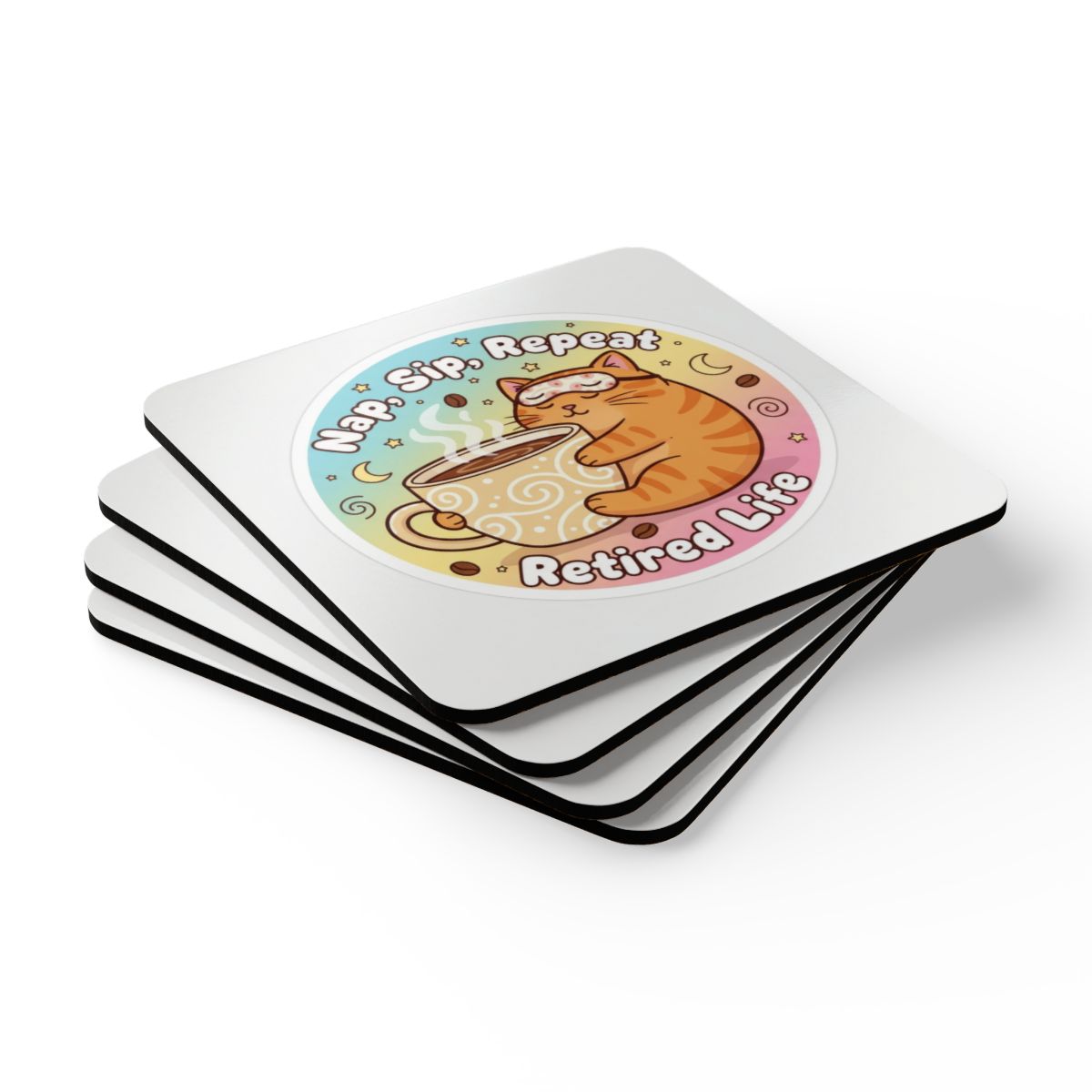 Nap Sip Repeat Retired Life Coaster Set