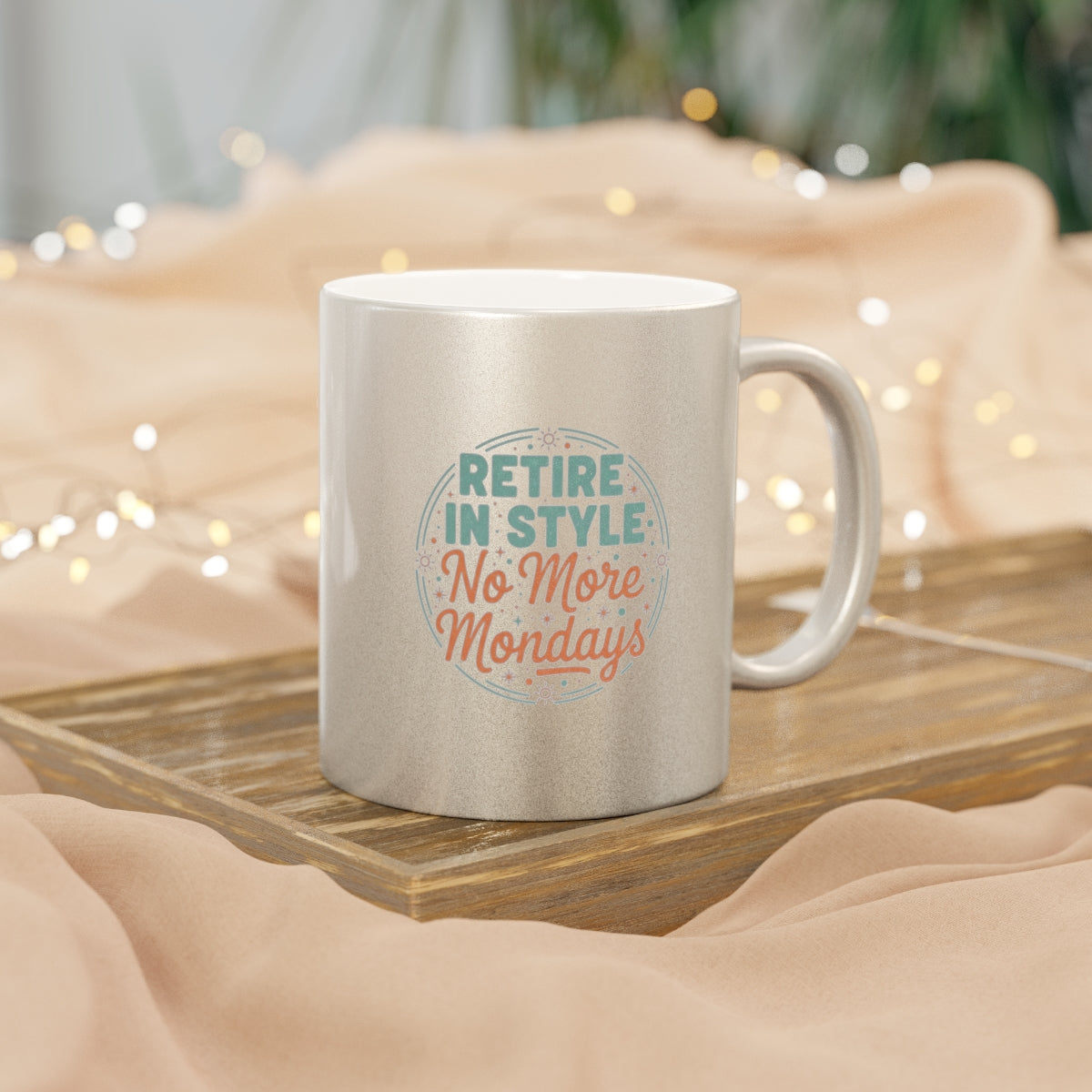 Retire in Style No More Mondays | Retirement Mug | Gold Silver Black or Access Mugs - Retiree Gifts Retirement Party