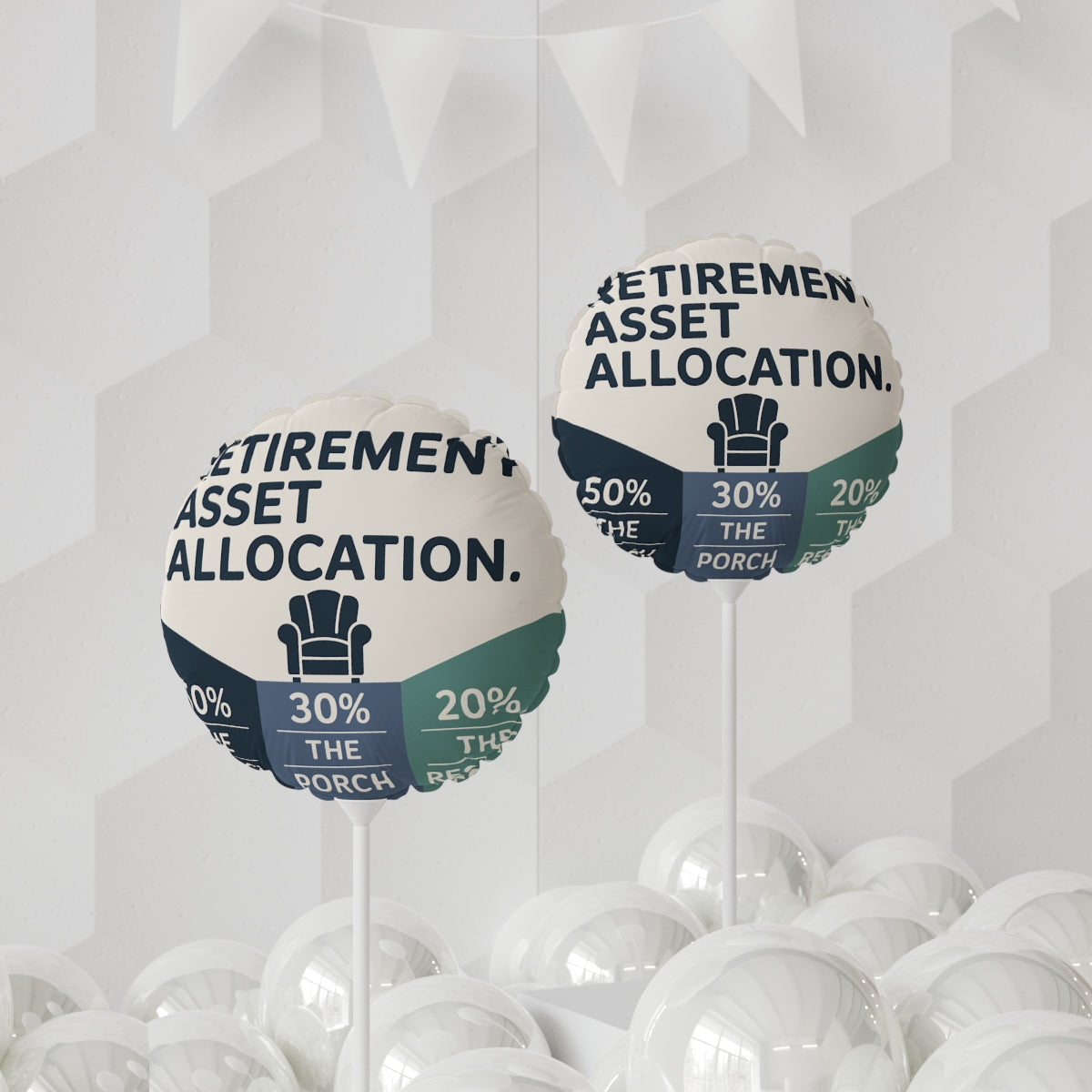 Retirement Asset Allocation 50 the Couch | 30 the Porch | Show someone you care with Mylar Ballons 11in or 22in - Retiree Gifts Retirement Party