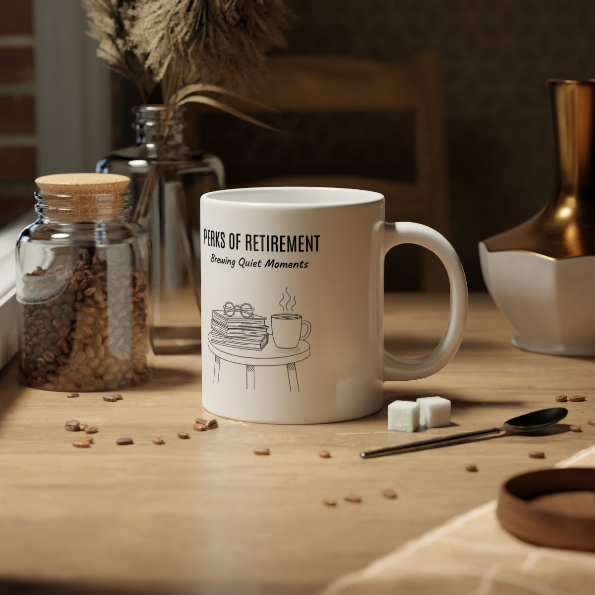 Perks of Retirement Brewing Quiet Moments mug