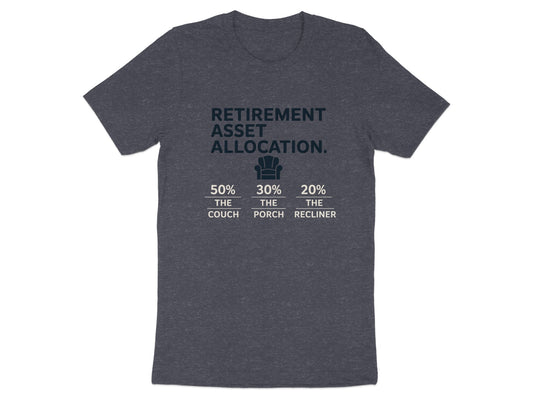 Retirement Asset Allocation | Customizable with Retiree's Name Dark Heaterh Color Bella T-Shirts - Retiree Gifts Retirement Party