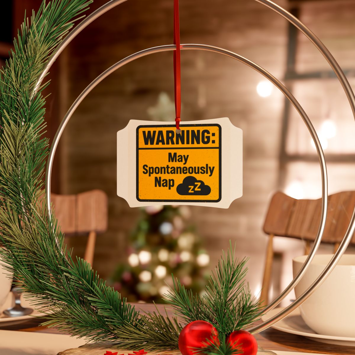 Warning May Spontaneously Nap | Custom Cut Acrylic Ornament - Retiree Gifts Retirement Party
