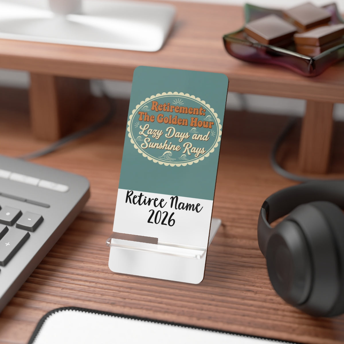 Retirement The Golden Hour Lazy Days Sunshine Rays | Perfect Retirement Gift | Customize Personalized Phone Stand or Phone Charger - Retiree Gifts Retirement Party