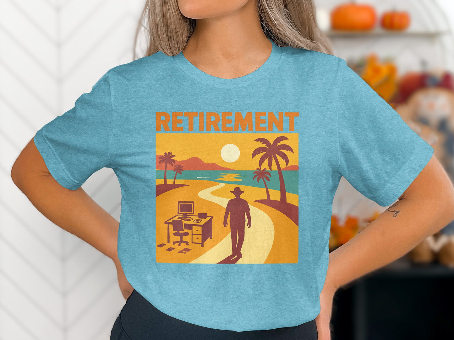 Retirement Graphic Design | A New Path Beckons | Soft Color Bella T-Shirts - Retiree Gifts Retirement Party