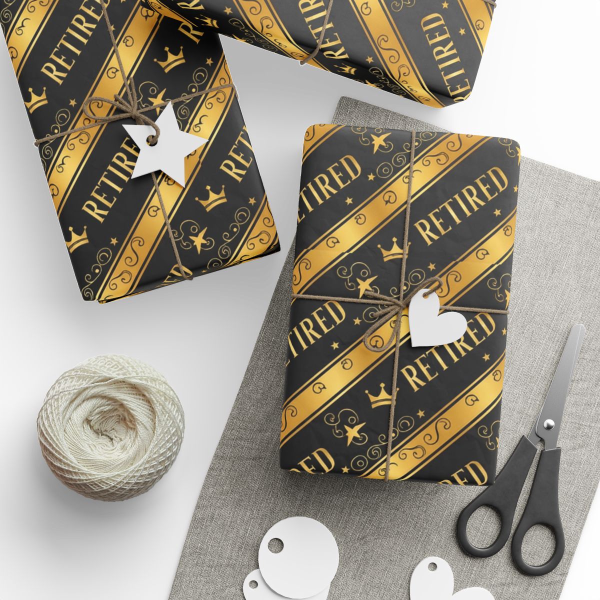 Retired Theme Black And Gold Wrapping Paper