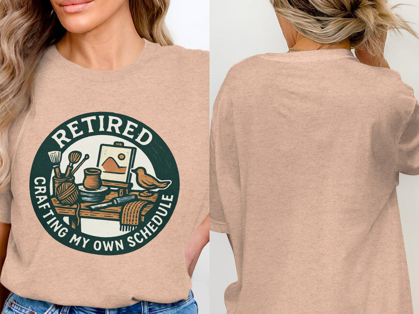 Retired Crafting My Own Schedule | Funny Retirement Soft Color Bella T-Shirts - Retiree Gifts Retirement Party