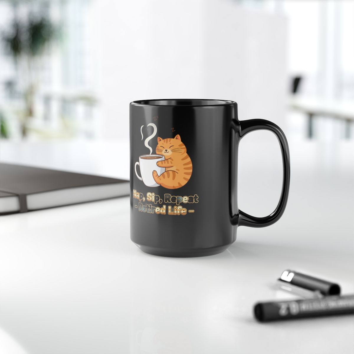 Nap Sip Repeat Cat Mug with Cute Cat Design