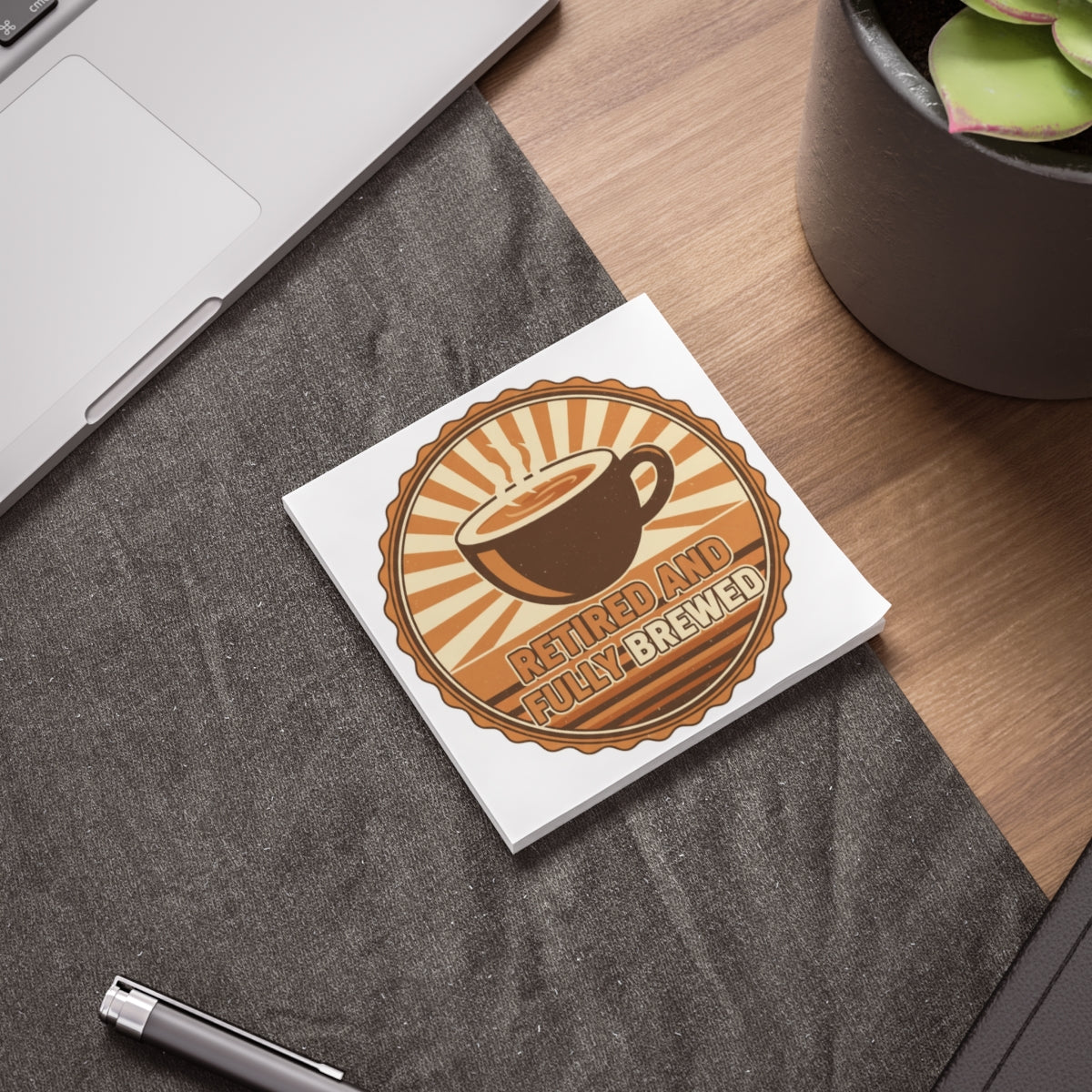 Retired and Fully Brewed Sticker Fun Coffee Design