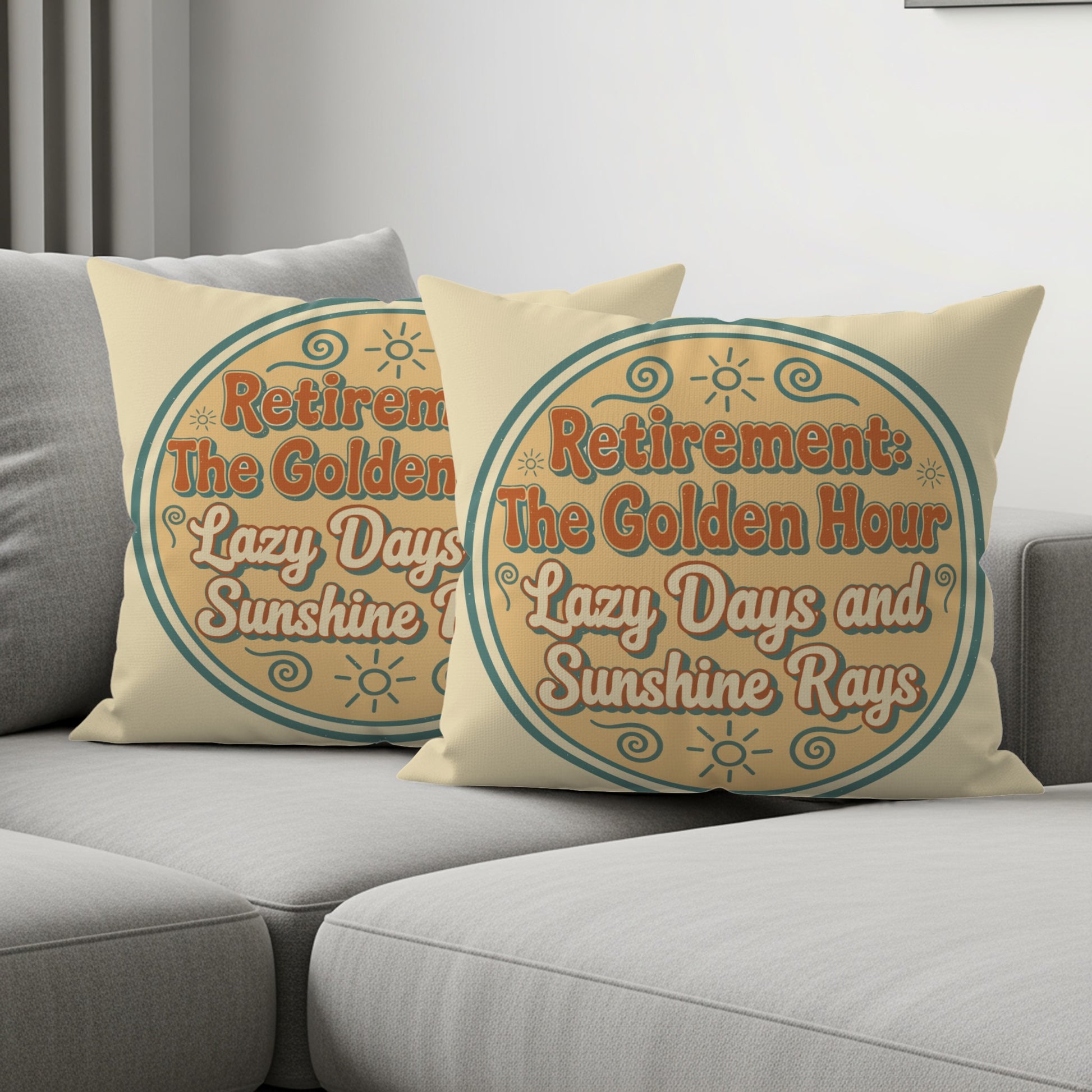 Retirement The Golden Hour Lazy Days Sunshine Rays | Pillows & Pillow Cases - Retiree Gifts Retirement Party