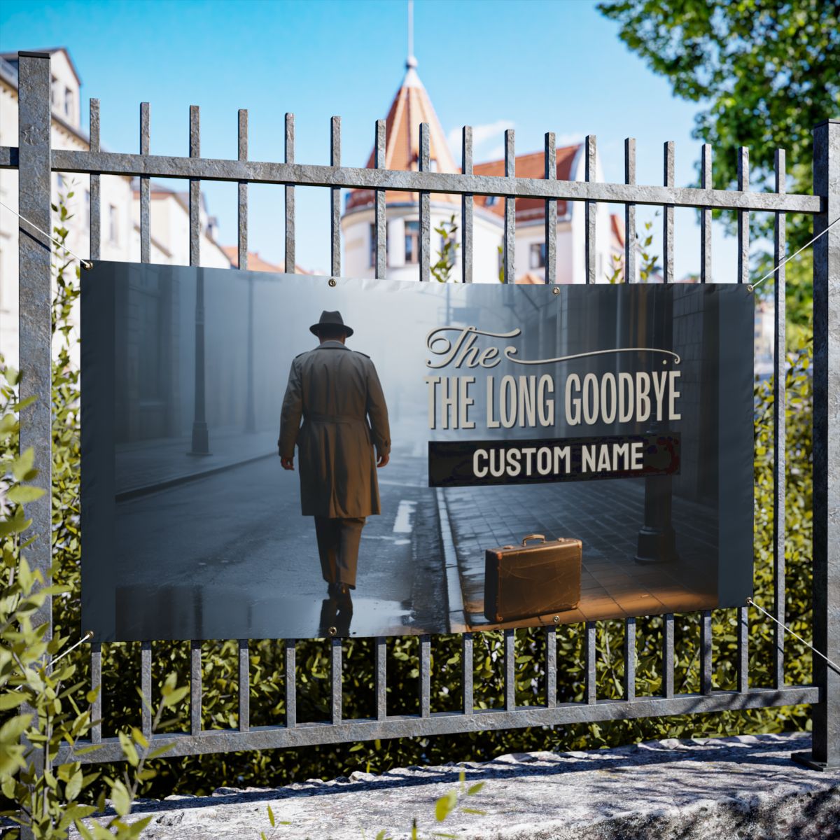 The Long Goodbye Dramatic Scene Graphic Design Vinyl Banner or Yard Sign - Retiree Gifts Retirement Party