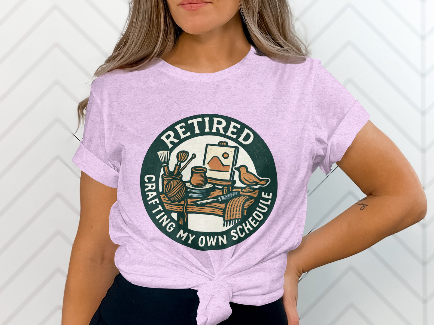 Retired Crafting My Own Schedule | Funny Retirement Soft Color Bella T-Shirts - Retiree Gifts Retirement Party