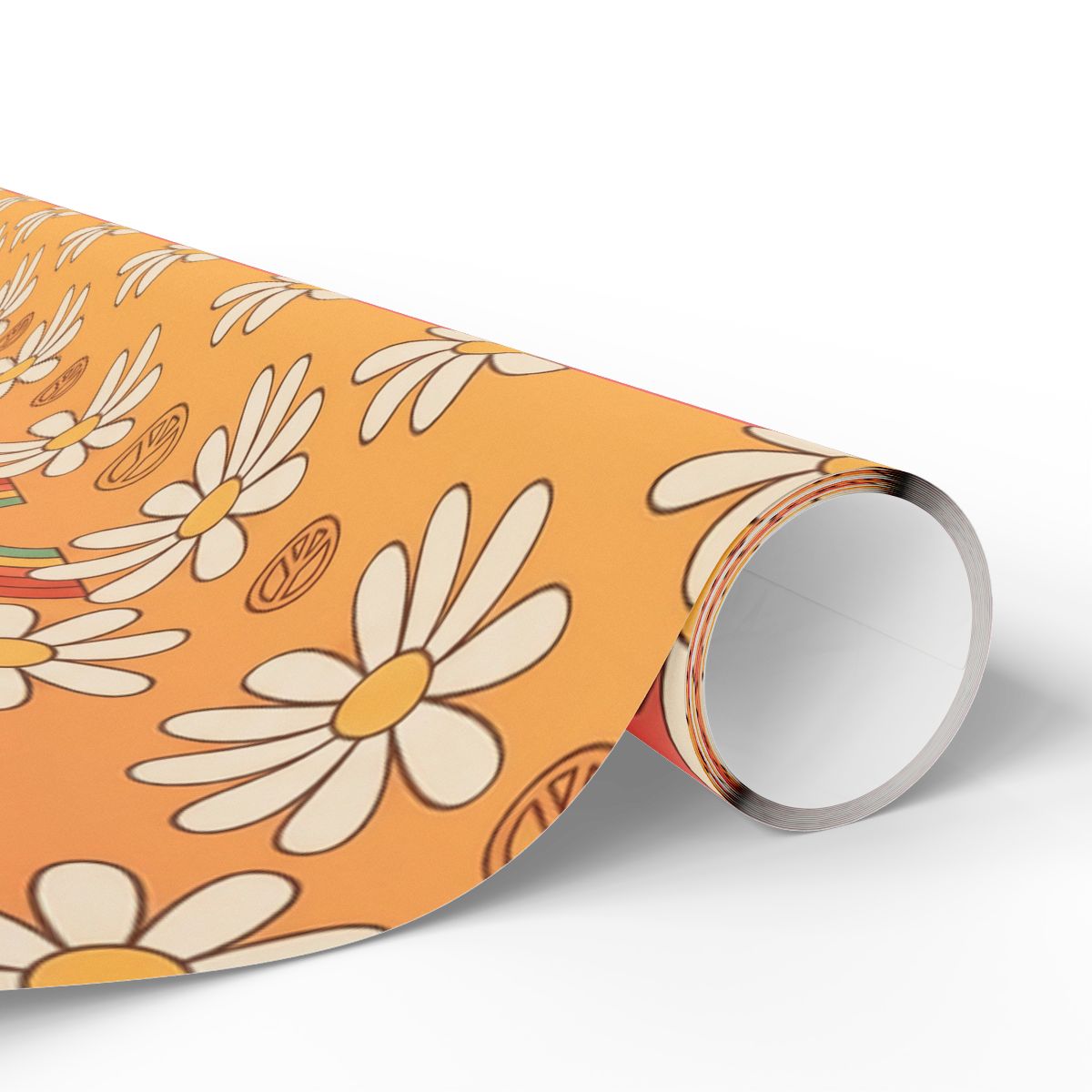 Vibrant Orange Daisy Pattern Decorative Paper Roll