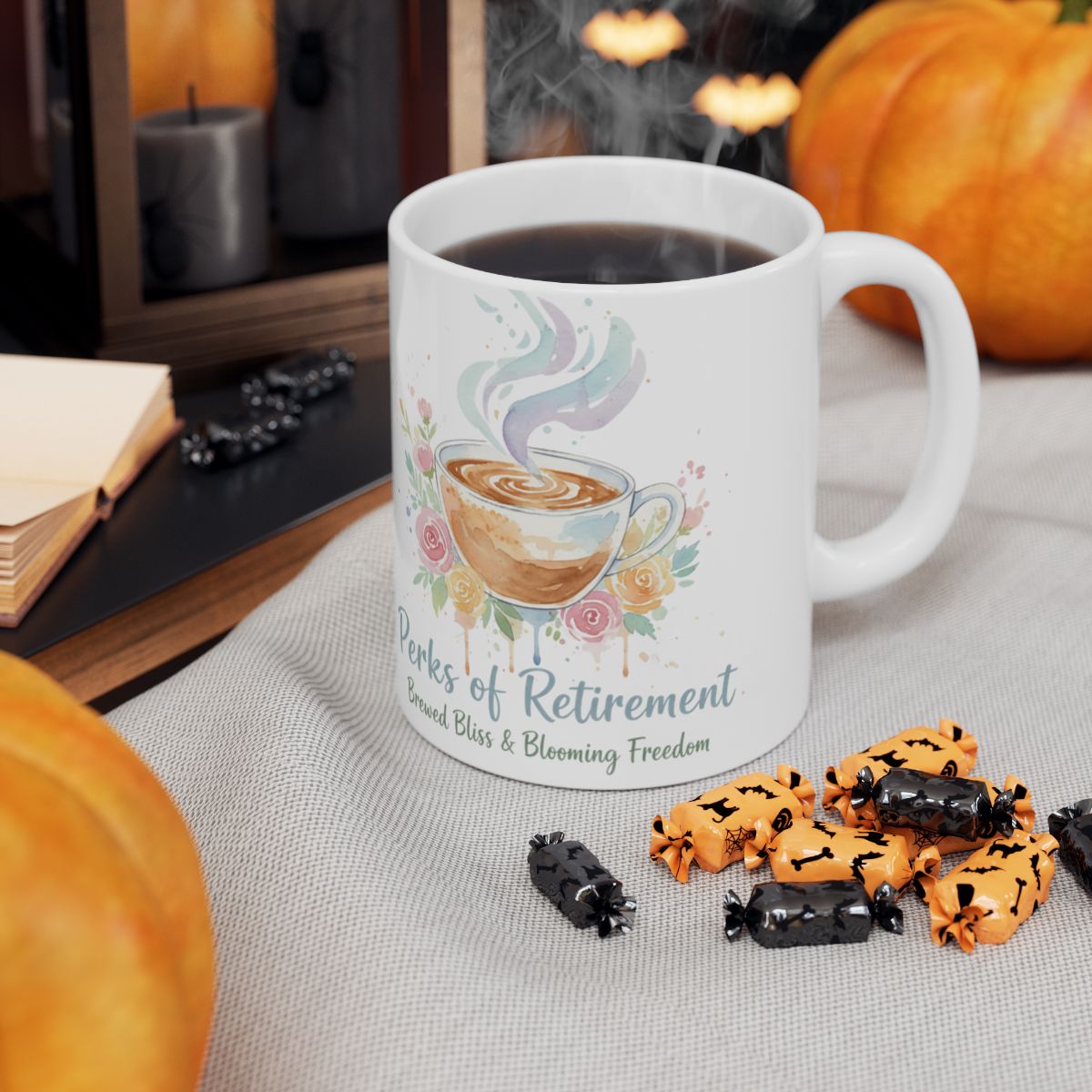 Perks of Retirement Coffee Mug with Relaxed Bliss Design