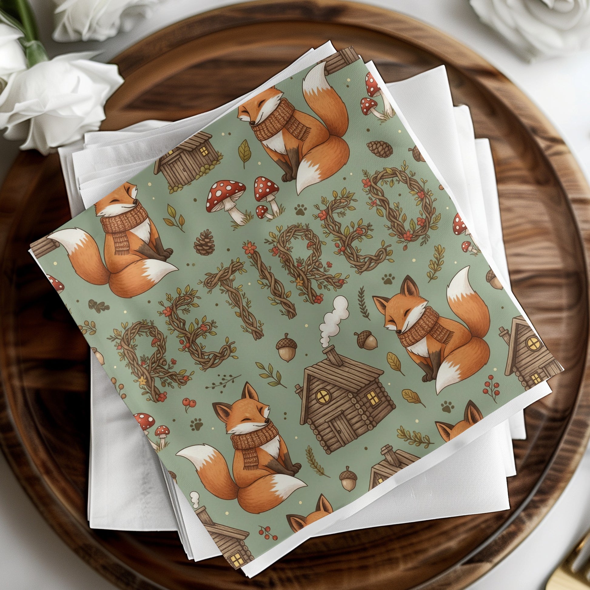 Retired Pattern Featuring Foxes and Cabins Product