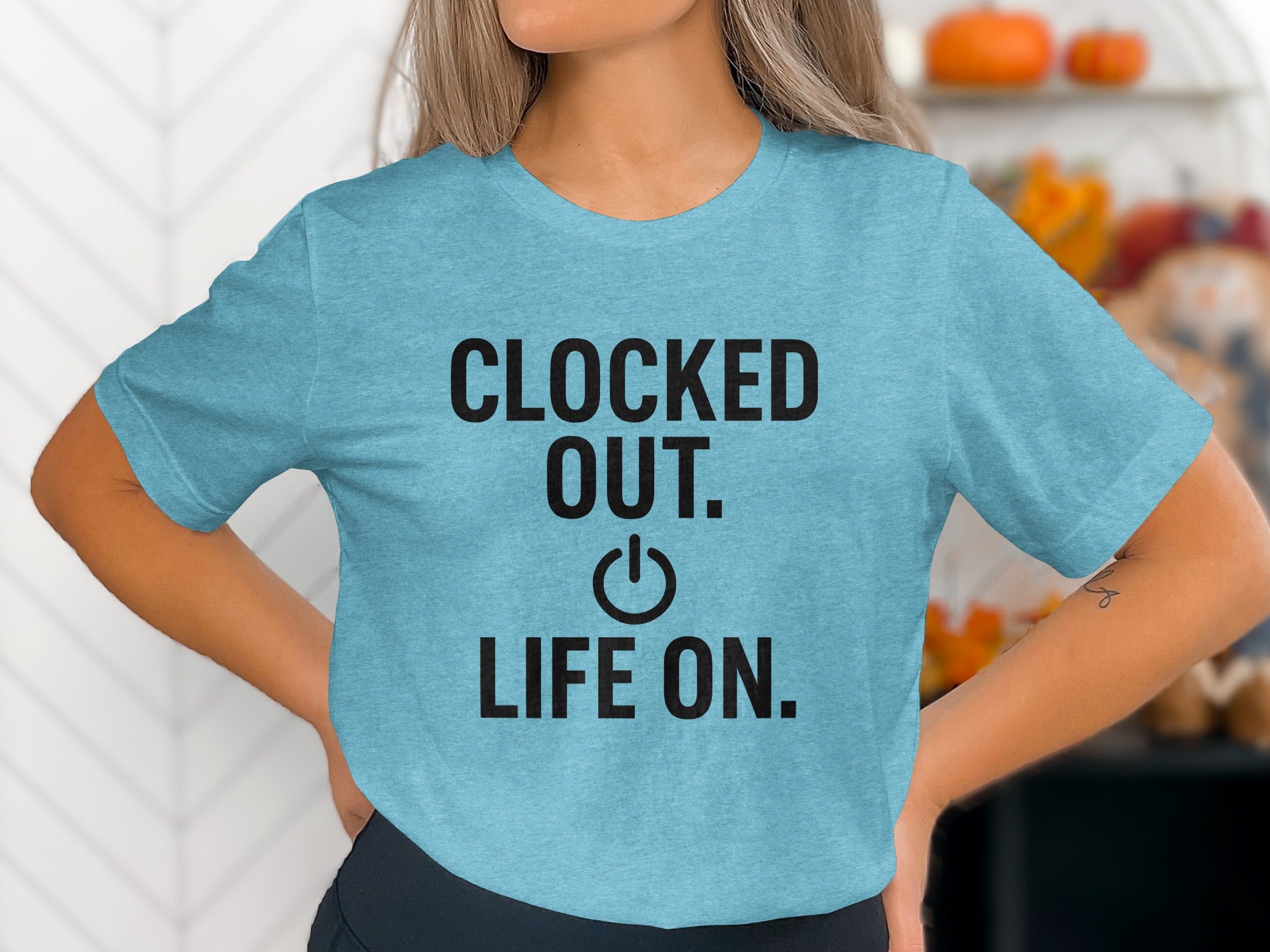 Clocked Out. | Life On. | Retirement Celebration Soft Color Bella T-Shirts - Retiree Gifts Retirement Party