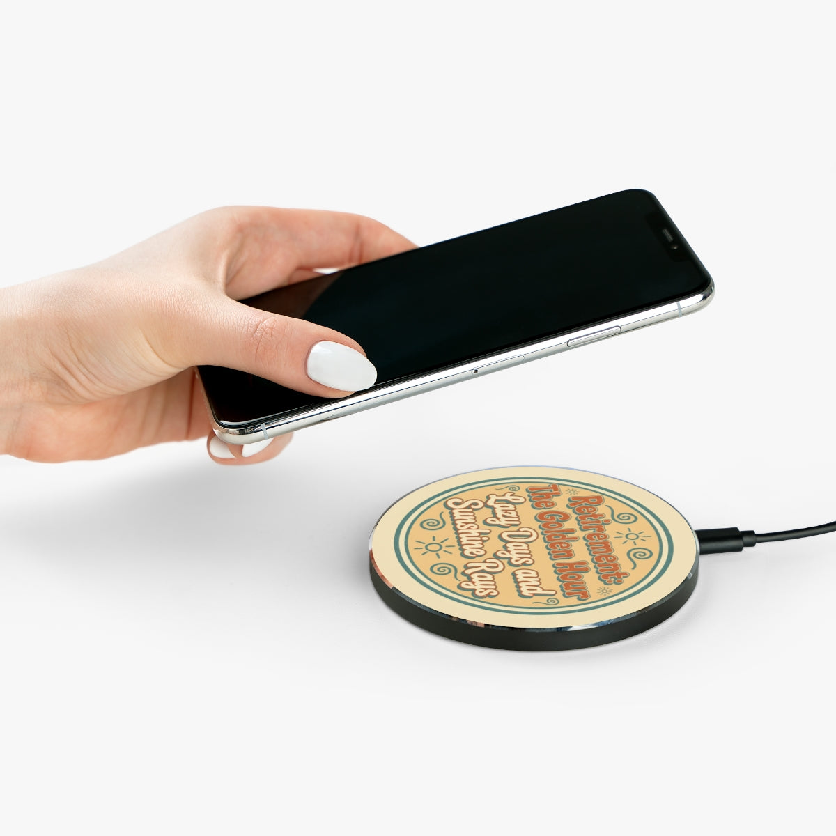 Retirement The Golden Hour Lazy Days Sunshine Rays | Retirement The Golden Hour Personalized Phone Stand or Phone Charger - Retiree Gifts Retirement Party
