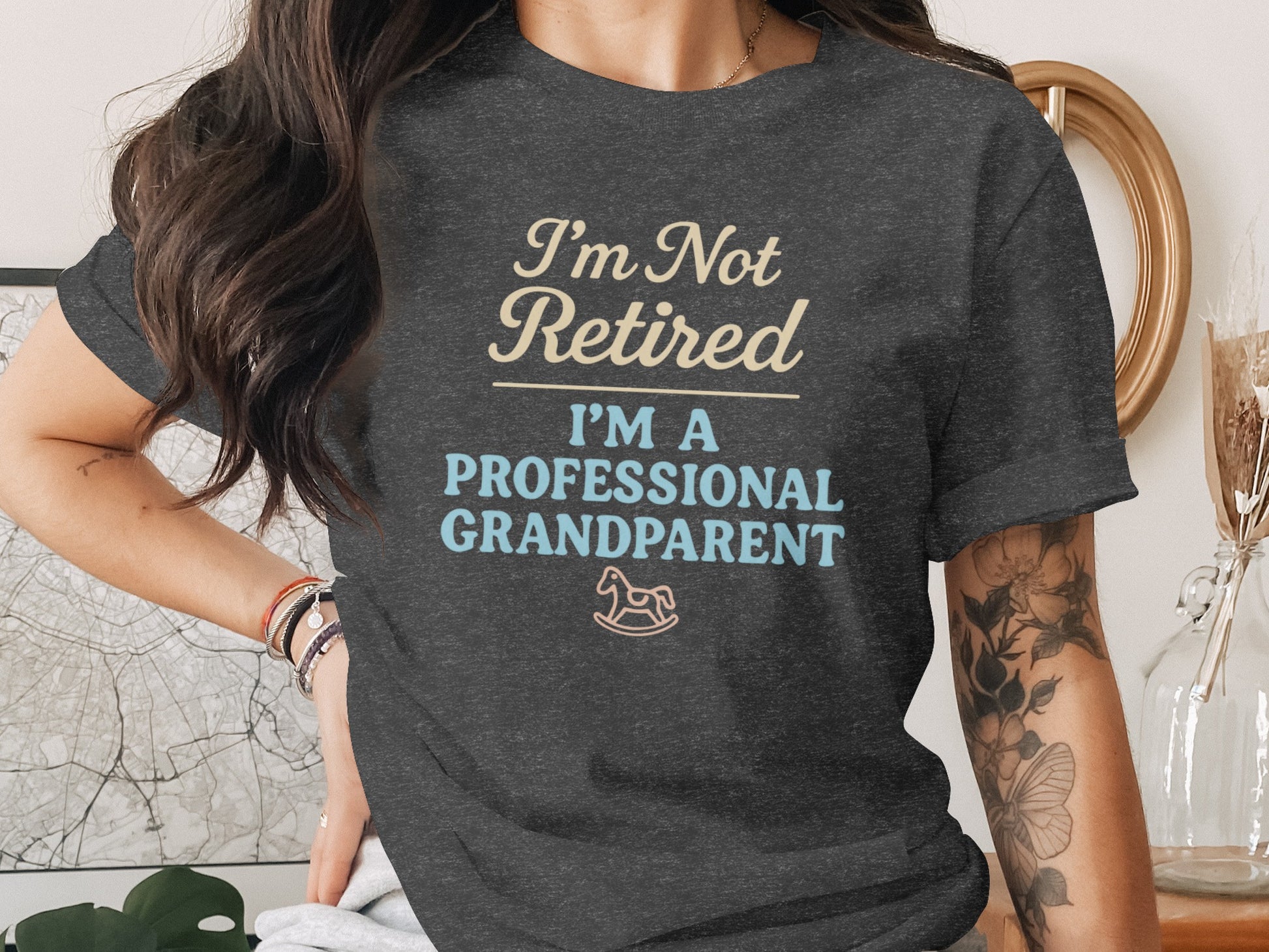 I'm Not Retired I'm A Professional Grandparent | Dark Heaher Color Bella T-Shirts - Retiree Gifts Retirement Party