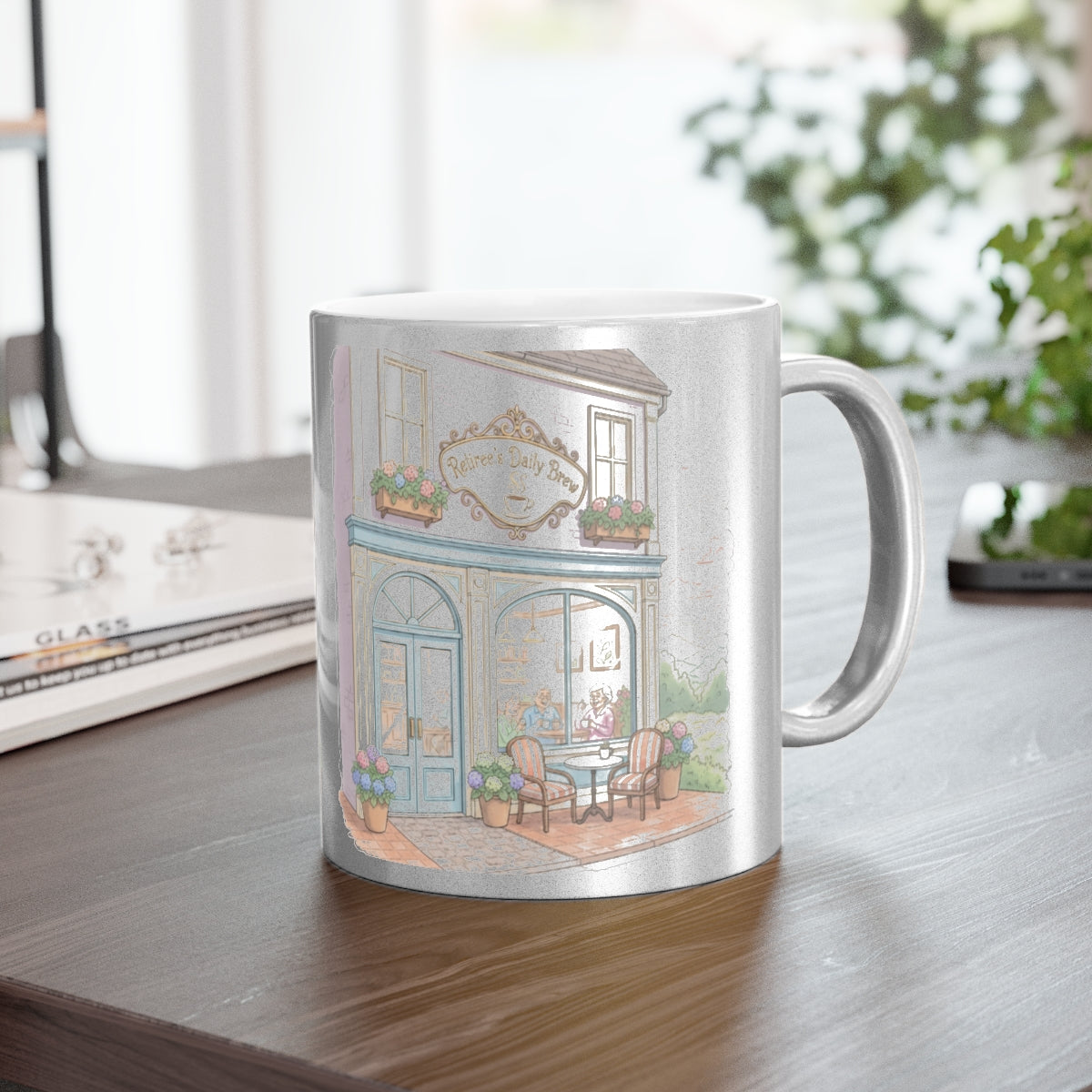 Detailed Café Scene Design Coffee Mug Product