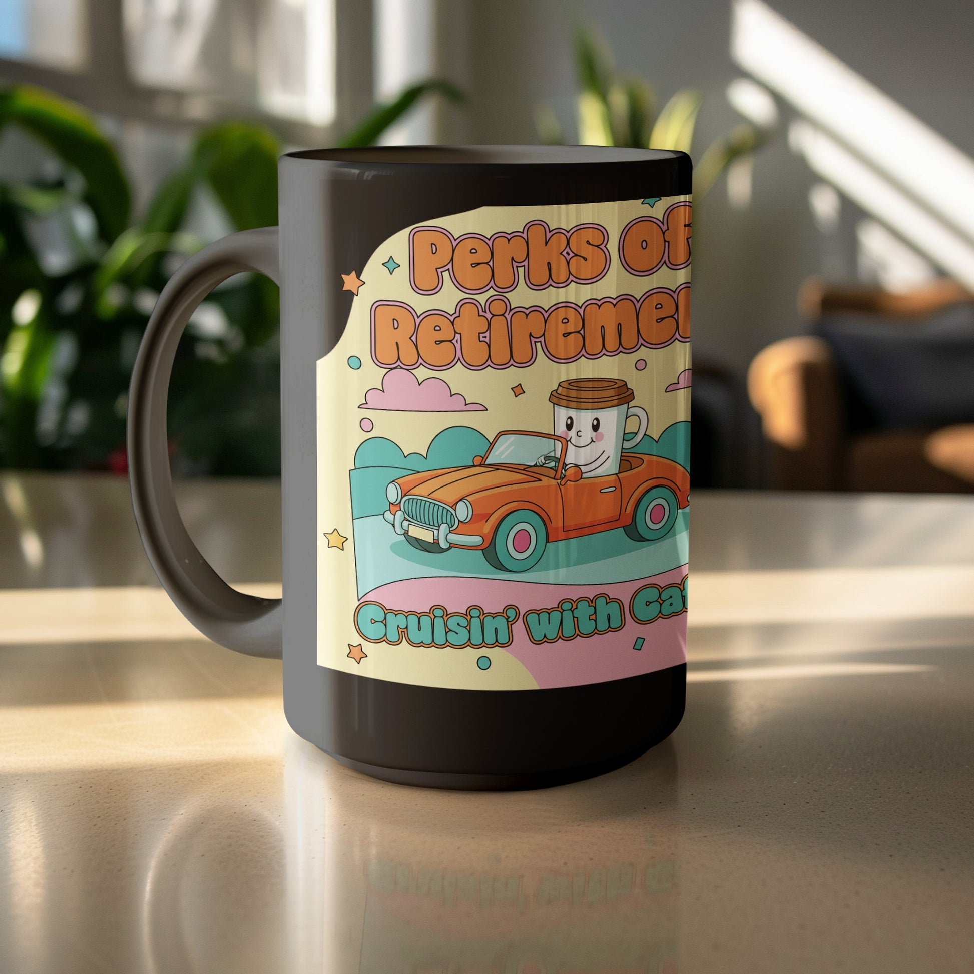 Perks of Retirement Cruisin' with Cat Mug