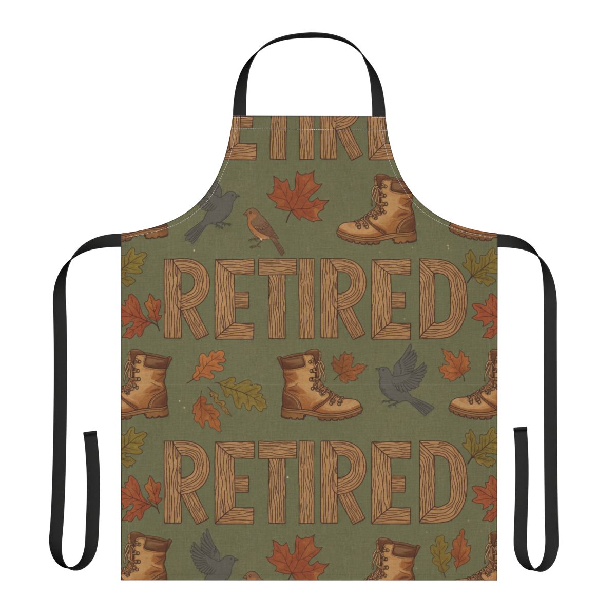 Retired Autumn Themed Apron with Boots and Leaves