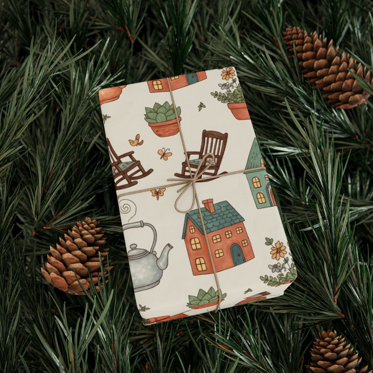 Cozy Cottage Theme Wrapping Paper for Special Gifts