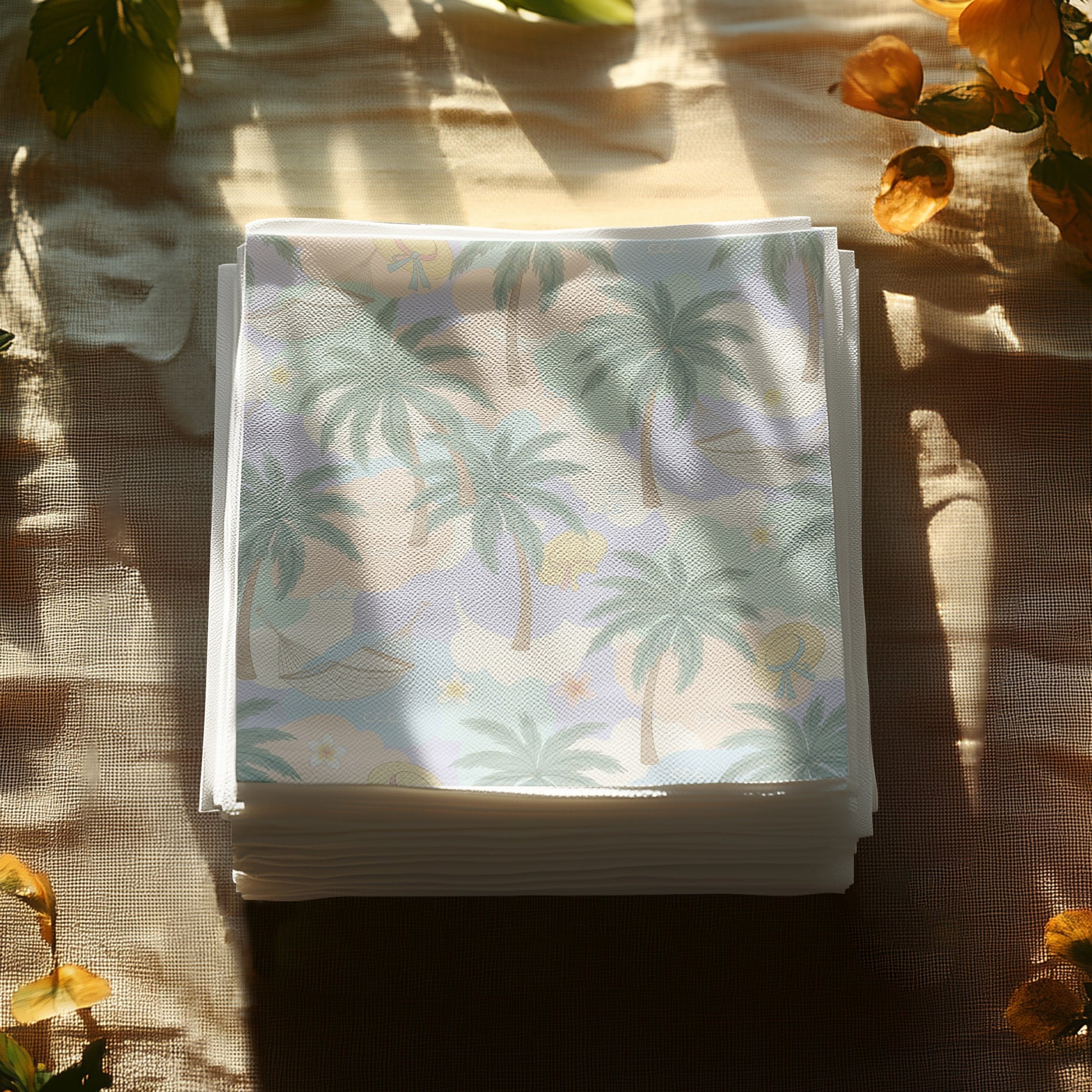 Tropical Palm Trees and Flamingos Decorative Scarf