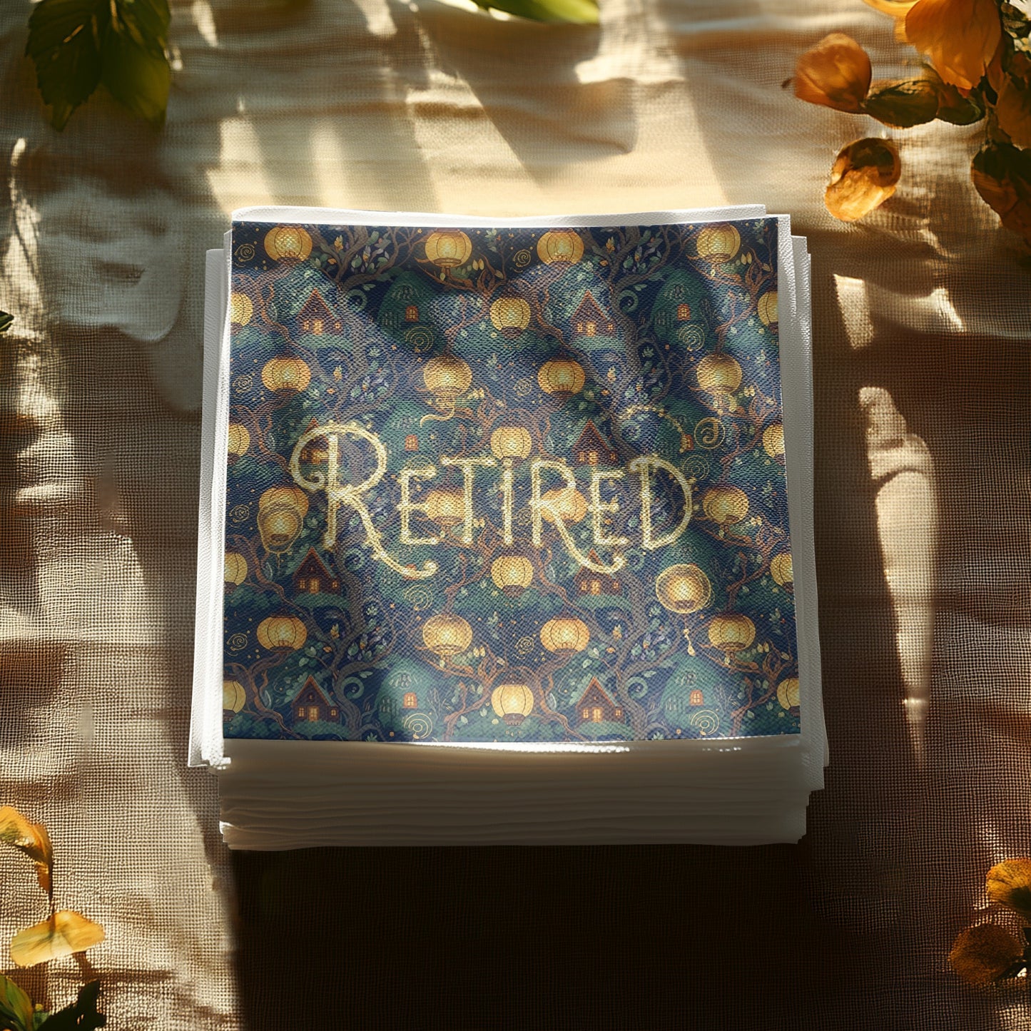 Retired Text Design with Lamp Pattern product