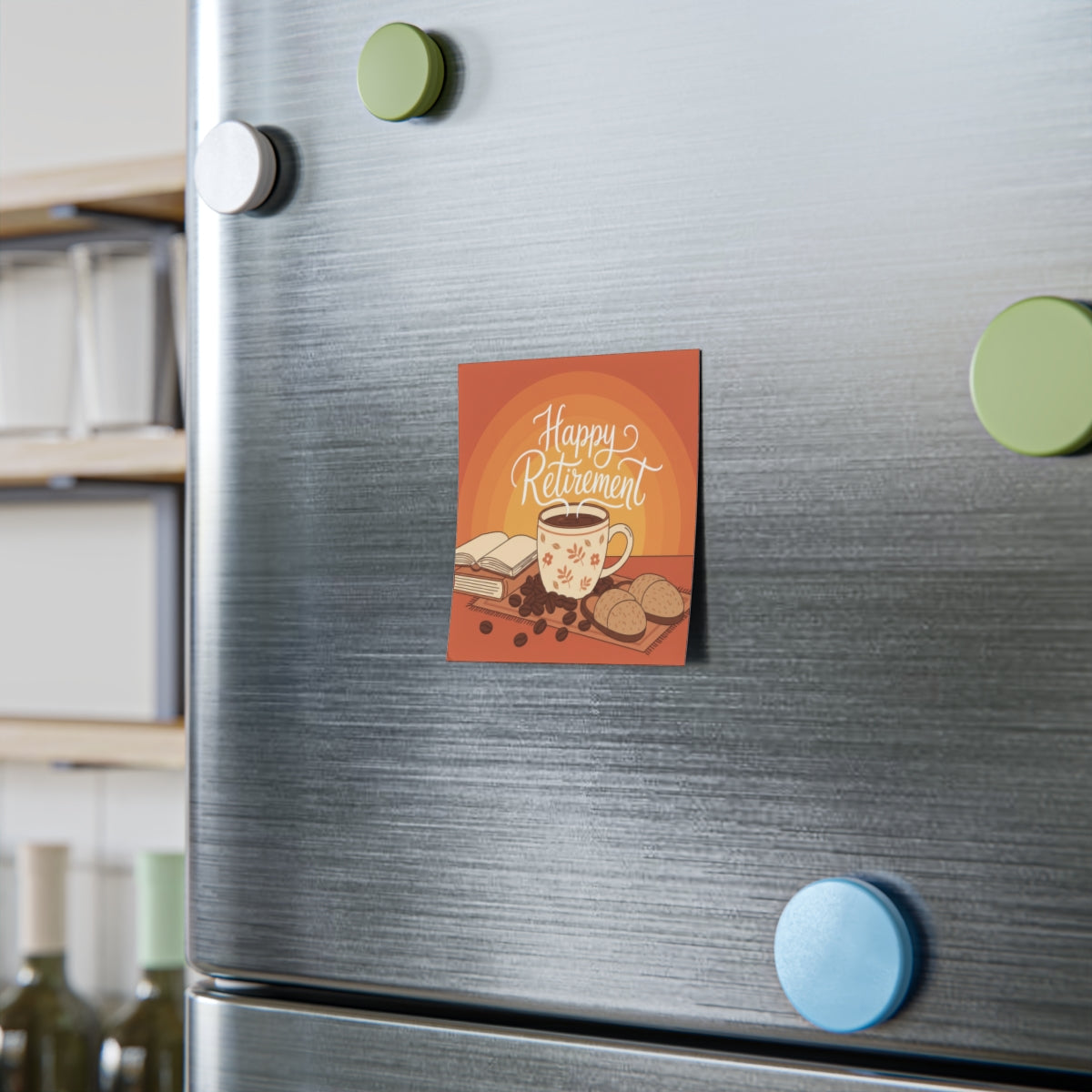 Happy Retirement Magnet with Orange Background Design