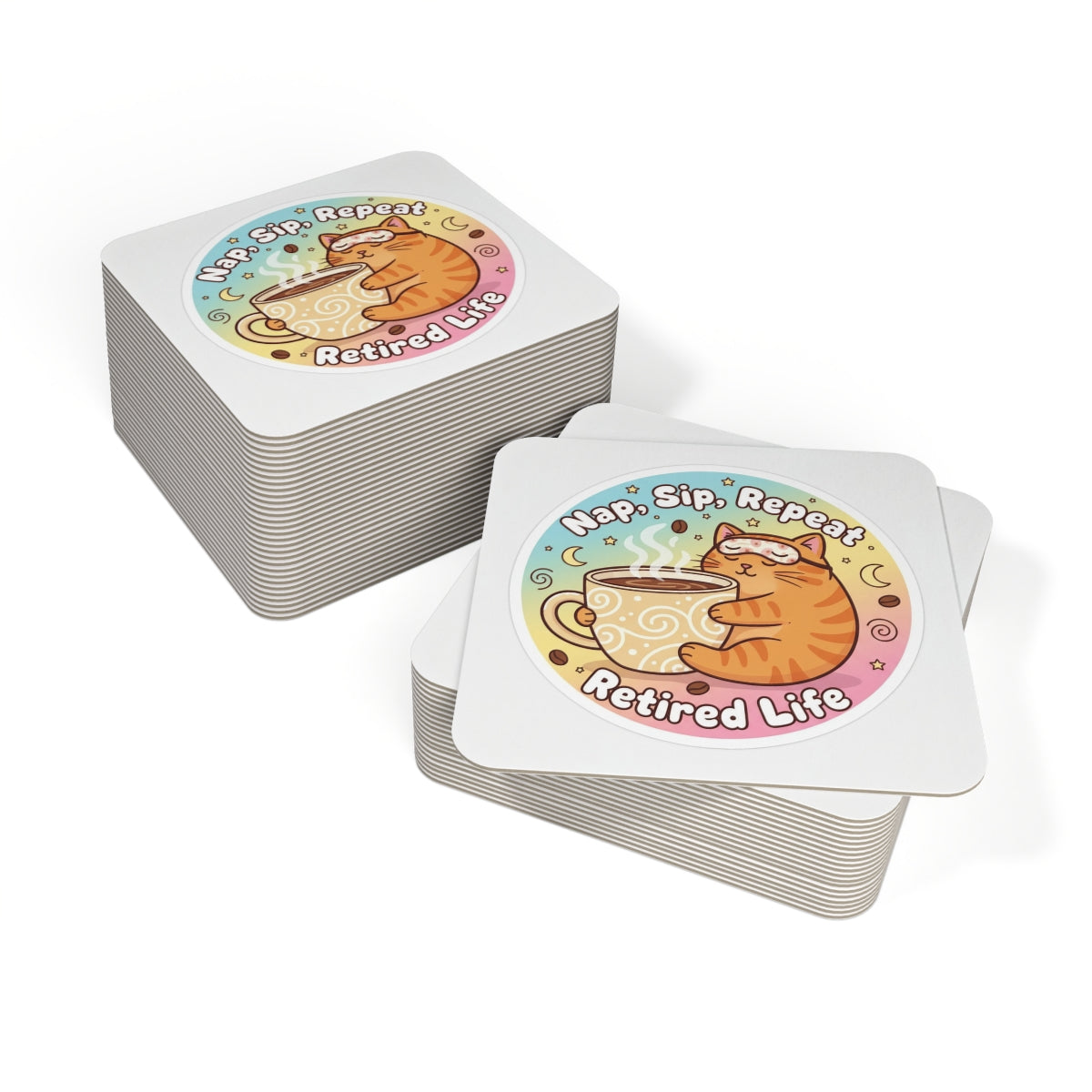 Nap Sip Repeat Retired Life Coaster Set