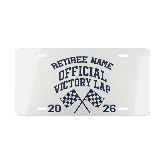 Official Victory Lap 2024 Personalizable Vanity License Plate - Retiree Gifts Retirement Party