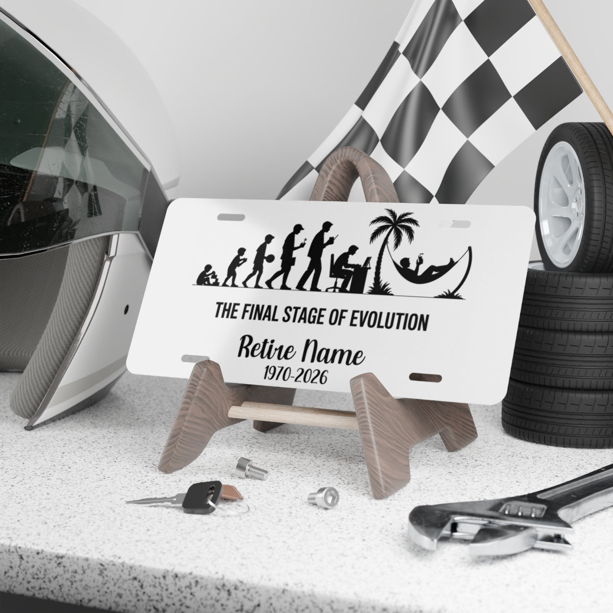 The Final Stage of Evolution Personalizable Vanity License Plate - Retiree Gifts Retirement Party