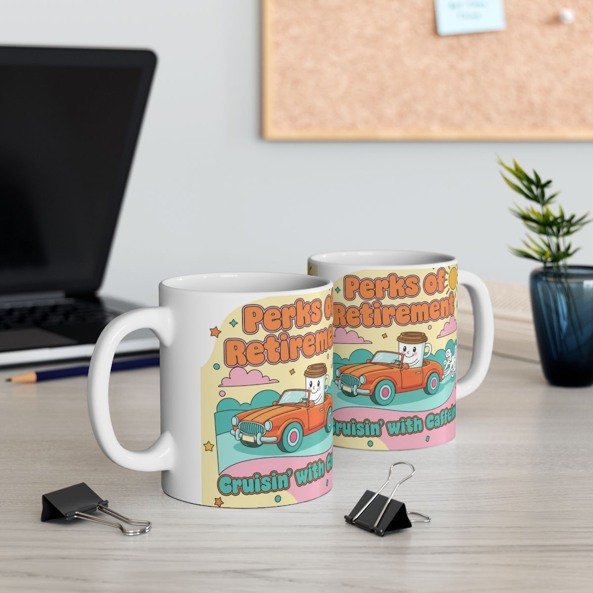 Cruisin' with Caffeine Perks of Retirement Mug