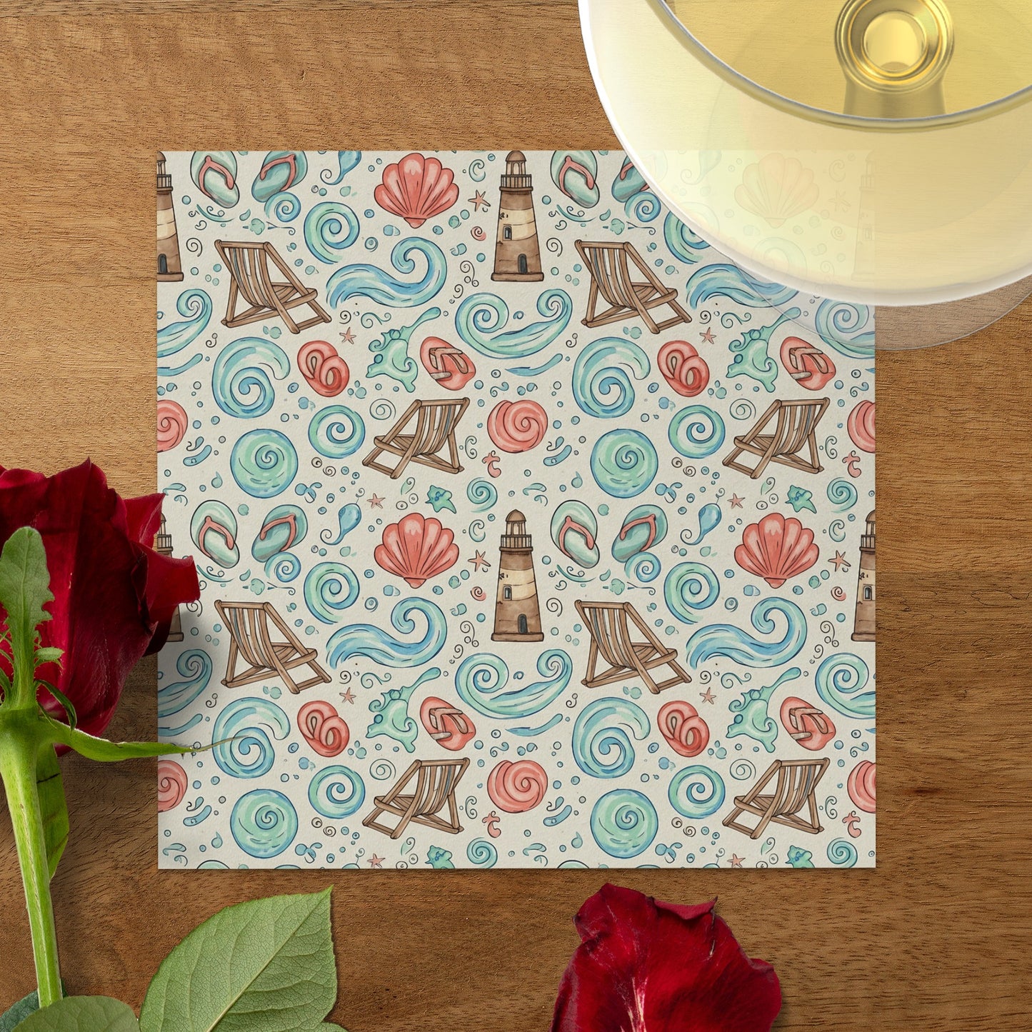Nautical Flash Art Style Pattern Table Napkin