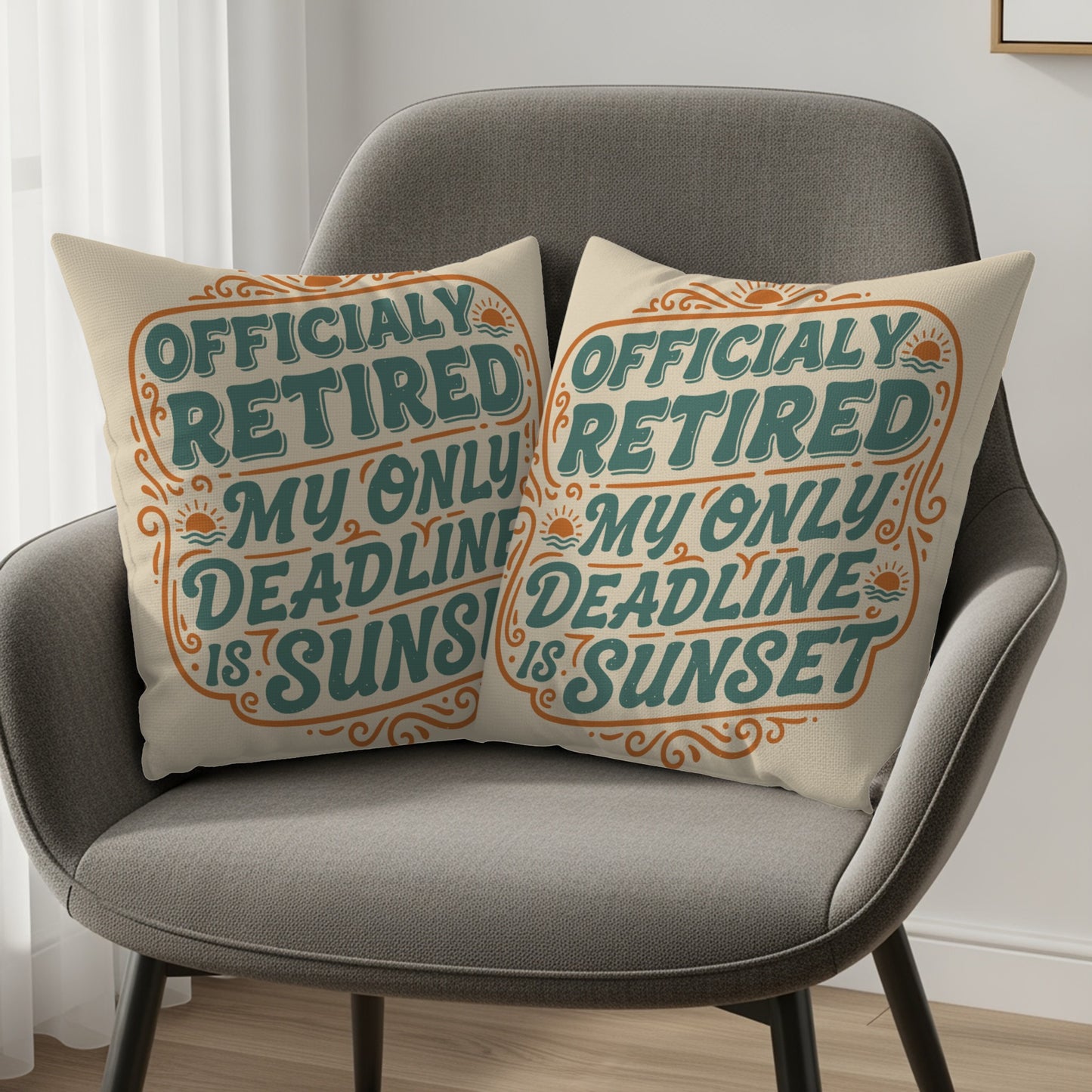 Officially Retired My Only Deadline is Sunset | Retirement Pillows & Pillow Cases - Retiree Gifts Retirement Party