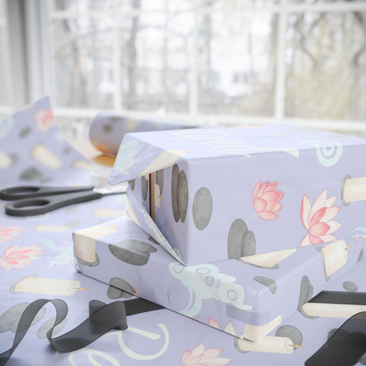 Retired Lotus Flower Candles Spa | Tranquil Scene | Retirement Gift Wrapping Paper - RetireeGifts