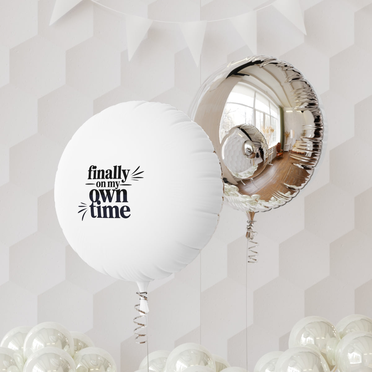 Finally On My Own Time Mylar 22in or 11in Mylar Ballons - Retiree Gifts Retirement Party