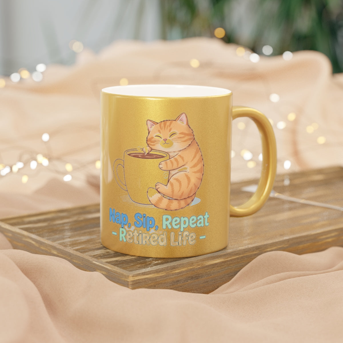 Nap Sip Repeat Retired Life Cat Mug
