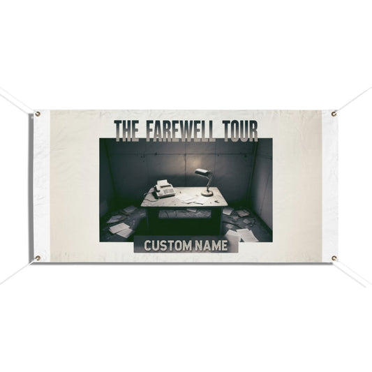 The Farewell Tour featuring Desk and Typewriter Vinyl Banner or Yard Sign - Retiree Gifts Retirement Party