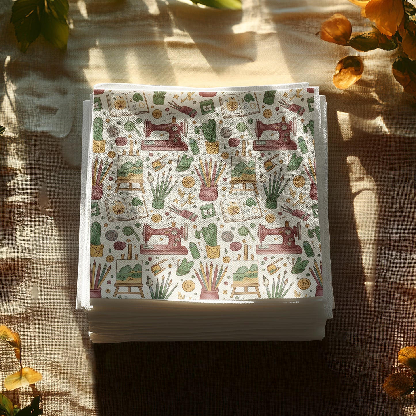 Sewing and Crafting Patterned Fabric Square Stack