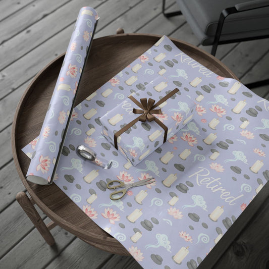 Happy Retirement Gift Wrap with Lotus and Candles