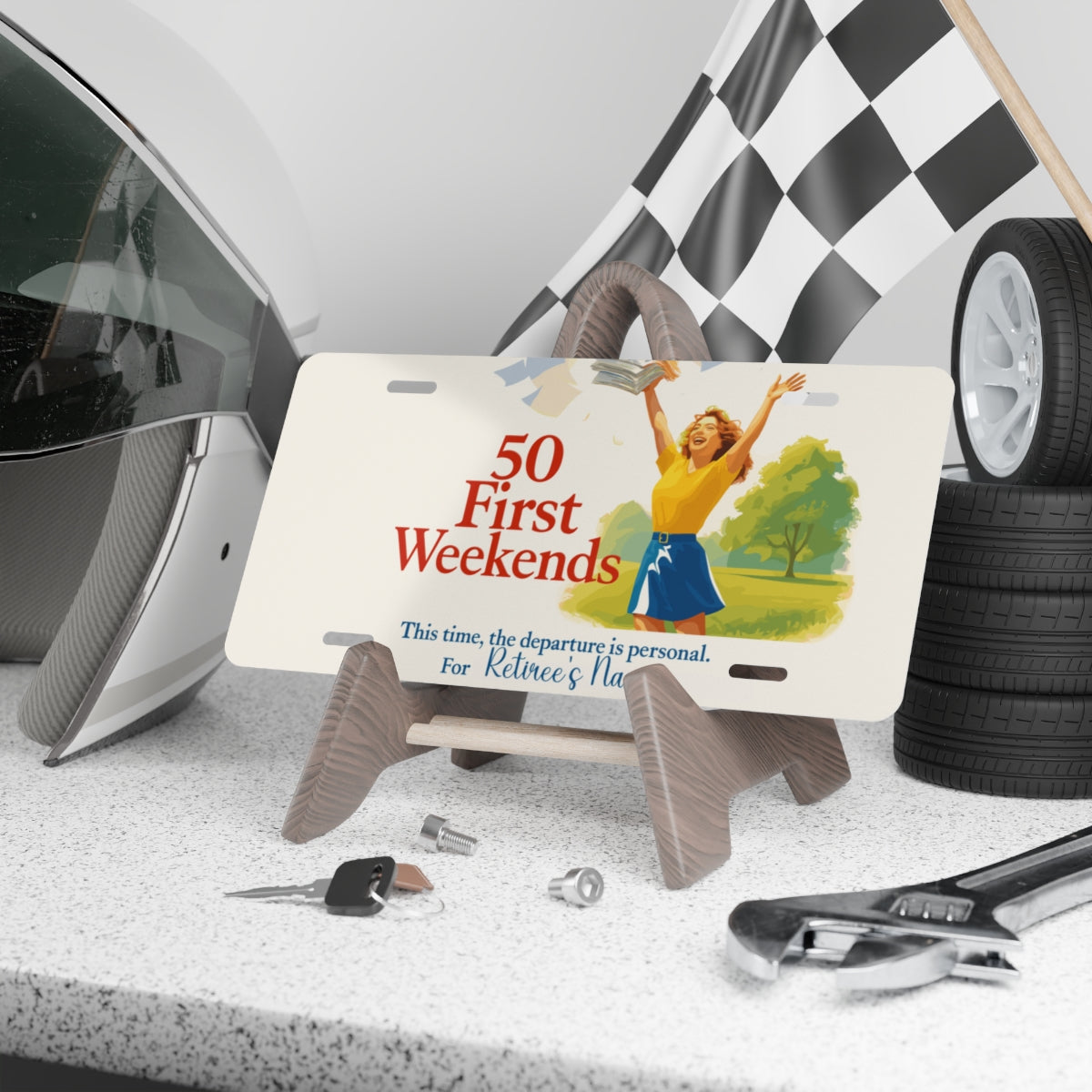 50 First Weekends Personalizable Vanity License Plate - Retiree Gifts Retirement Party