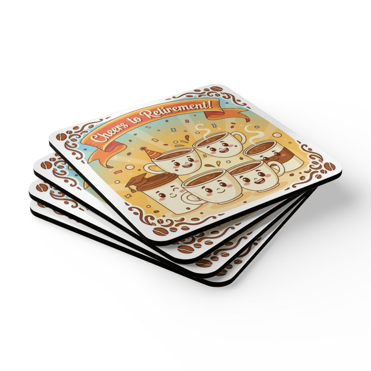 Cheers to Retirement Coffee Mug Celebration Coaster Set