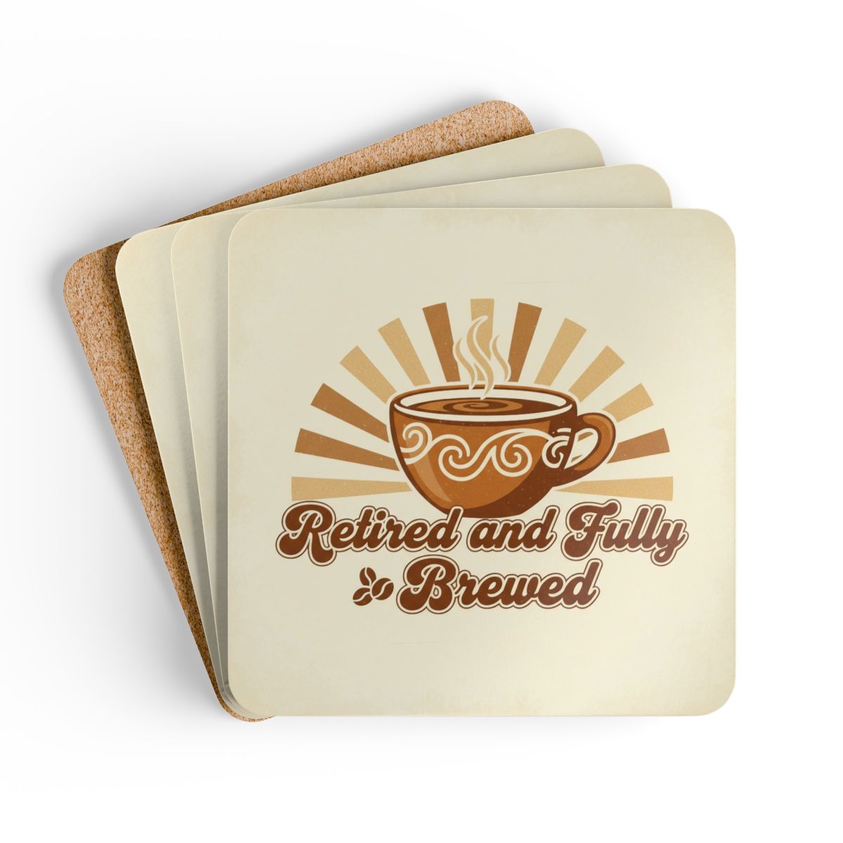 Retired and Fully Brewed Coffee Lover Coaster Set